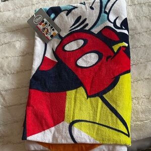 Disney Mickey and Minnie Mouse Vibrant Towel with Red and Yellow NWT